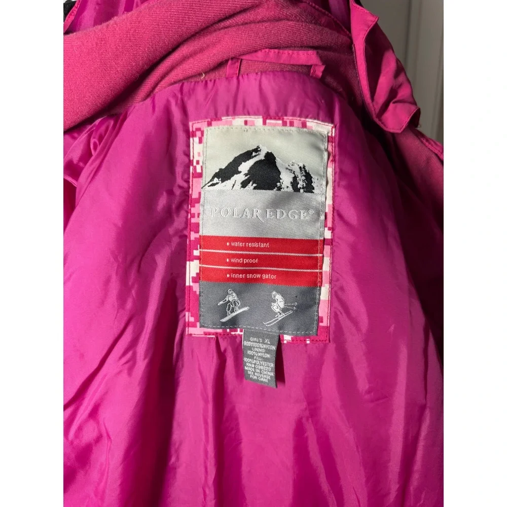 Polar Edge Ski Jacket Girls XL Pink Digital Camo Good Water Resistant Hooded